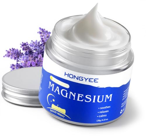 Burro per dormire al magnesio, 120 g, crema al magnesio per dormire con magnesio e olio essenziale lenitivo di lavanda e oliva, migliora il sonno, rilassa i muscoli, lenisce la pelle secca