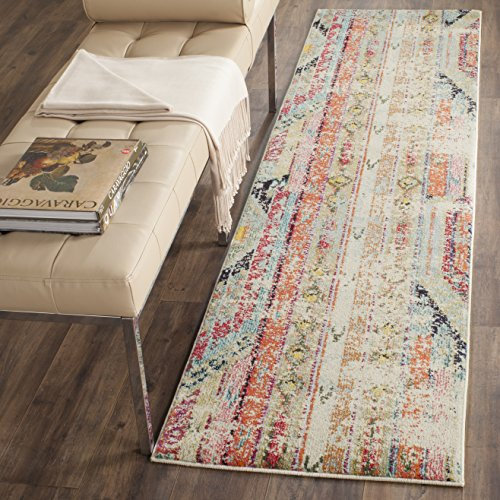 SAFAVIEH Boho Teppich für Wohnzimmer, Esszimmer, Schlafzimmer - Monaco Collection, Kurzer Flor, Multi, 76 X 183 cm