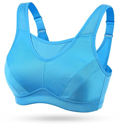 Wingslove Damen Sport BH ohne Bügel Nicht Gepolstert High Impact Bustier Halt Joggen BH （Blau 44F）