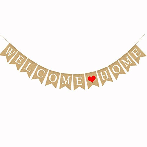 BESTOYARD Willkommen Bunting Banner Leinen Girlande 2.8M Buchstaben Wimpelkette Familie Party Dekorationen