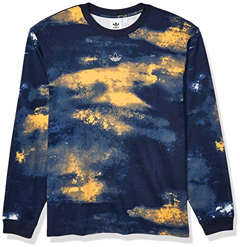 adidas Originals Men's Graphic Long-Sleeve Tee, Legend Ink/Flash Orange, S