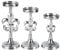 3er Set Kerzenständer Lilie Kerzenhalter Aluminium Silber Deko - Kerzenleuchter Modern für Stumpenkerzen - Tischdeko Hochzeit - Dekoration Wohnzimmer - H 23 cm / 28 cm / 32 cm