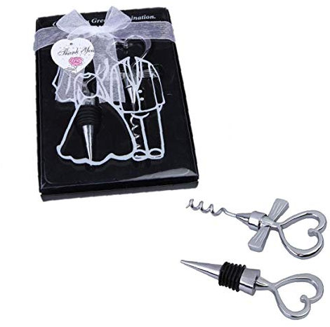Angoter 1 Set-Liebe-Herz Wein Getränke-Flaschen-Stopper Und Korkenzieher-Öffner-Set Für Andenken-Geschenk Zu Wein