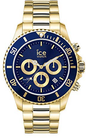 Ice-Watch - ICE steel Gold blue Chrono - Gold Herren/Unisexuhr mit Metallarmband - Chrono - 017674 (Medium)
