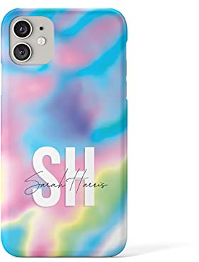 Tirita Personalised Phone Case Cover Compatible with iPhone 11 - Tie Dye Neon Name [07 - Motley Multicoloured]
