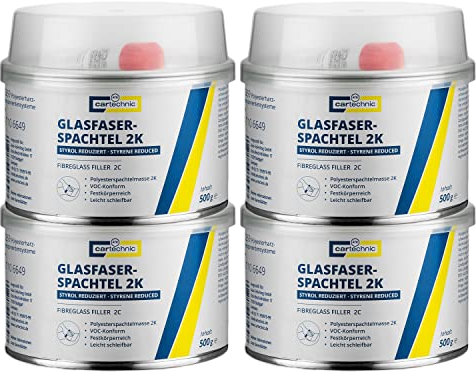 CARTECHNIC 4X 2K PE Glasfaserspachtel Spachtelmasse Glasfaser Spachtel 500g