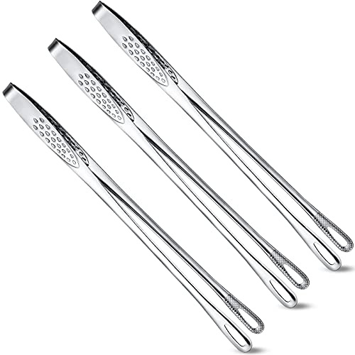 3 Pcs 9.4 Inches Korean BBQ Tongs Stainless Steel Kitchen Tweezers Grill