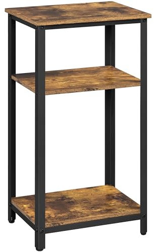 Yaheetech 3-Tier Tall Side Table Retro End Table Telephone Table with Storage Shelves for Small Spaces Living Room Bedroom Guest Room Office, 75cm High, Multifunctional and Elegant, Rustic Brown