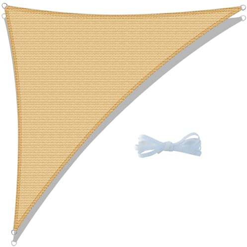 Cool Area Tenda a Vela Triangolare 5x5x7m Traspirante HDPE Vela ombreggiante Protezione Raggi UV parasole per Giardino Esterno Terrazza-Sabbia