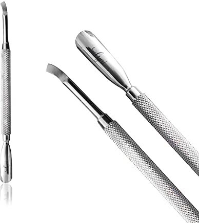 Nagelhautschieber aus Edelstahl als Pro Pusher, Metallspaten, Nagelhaut & Nagellack Entferner, Reiniger für Maniküre & Gelnägel 2 Seitig