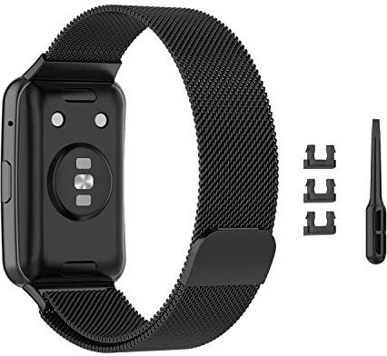 ZoRoll Armband Kompatibel mit Huawei Watch Fit, Edelstahl Ersatzarmband Mesh Metall Uhrenarmband, Magnetisch Verstellbarer Ersatzband Kompatibel mit Huawei Watch Fit - Schwarz
