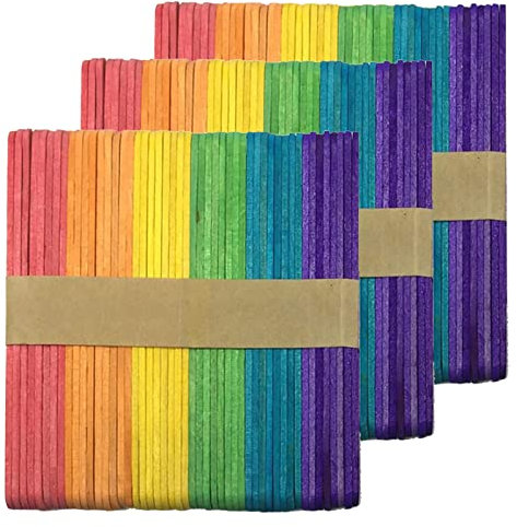 Lollipop-Stäbchen, DOITEM 150 Stück Bunt Holz-Bastelstäbchen, Lolly-Stäbchen für Zuhause, Schule, Basteln, Eis am Stiel, ideal für Kunstunterricht, Kunstbedarf