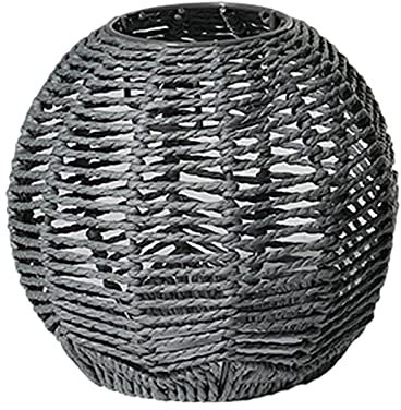 LOVIVER Rattan gewebte Pendelleuchtenschirme, Küche, Esszimmer, Deckenleuchten, handgefertigte Hängelampen, Lampenschirm, optionaler Stil und Farbe, Graue Runde