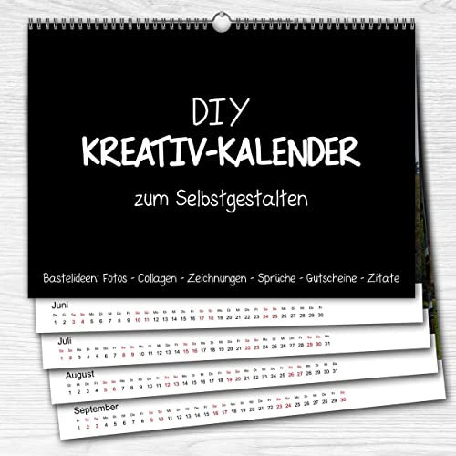 Startmonat frei wählbar! Bastelkalender: DIY Kreativ-Kalender -schwarz- Kalender DIN A3 2023/2024 | Aktueller 12 Monatskalender für Jahr 23/24
