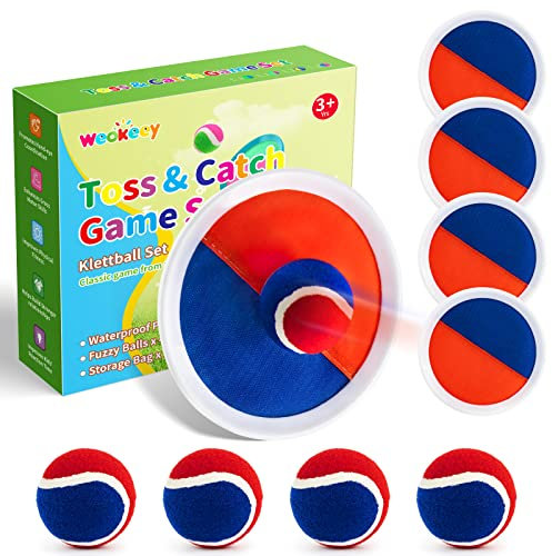 Weokeey Klettballspiel für Kinder Pool Spielzeug Wasserspielzeug Strandspielzeug Klettball Outdoor Spiele Gartenspielzeug Klettspiel Wurf Spiel Draußen Geschenke 3 4 5 6 7 8 9 10 Jahre Junge Mädchen