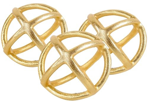 Alpha Living Home Decorative Balls for Bowls, Metal Sphere Decorative Ball, Decorative Balls for Centerpiece Bowls, Orbs Decorative Balls, Decorative Ball Set 3-4 Inches (Antique Gold)