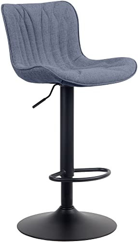 CLP Barhocker Linus I Höhenverstellbarer Tresenhocker, Farbe:blau, Material:Stoff