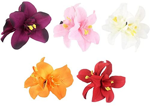 5pcs papillon orchidée épingle à cheveux double couche hawaïenne fleur accessoires de cheveux femmes partie plage mariage tropical Fantaisie Robe accessoires