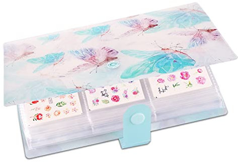 240 Slots Butterfly Nail Art Sticker Storage Book Collecting Album Storage Book Stamping Plate Holder for Nail Decal Display Showing Collecting