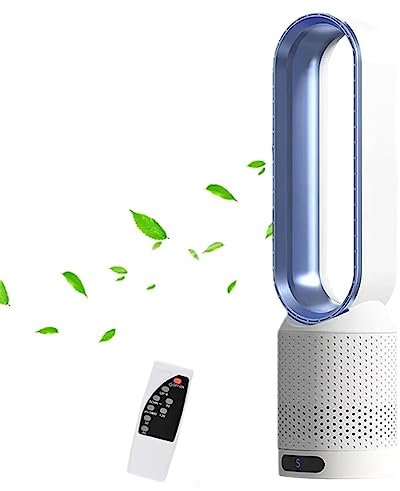 Ventilador de torre sin aspas purificador de aire,ventilador de torre sin hojas,ventilador de pie oscilante 90° con remoto,8 velocidades,temporizador 120 minutos,pantalla táctil LED,22 pulgadas