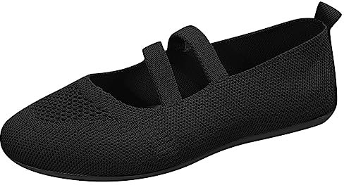Ballerines pour femme - Confortables - Légères - Fermés - Larges pieds - Chaussures d'été - Chaussures balerines sportives - 42 - Élégantes - Pieds nus - Ballerines d'été à enfiler - Tongs, Noir , 39