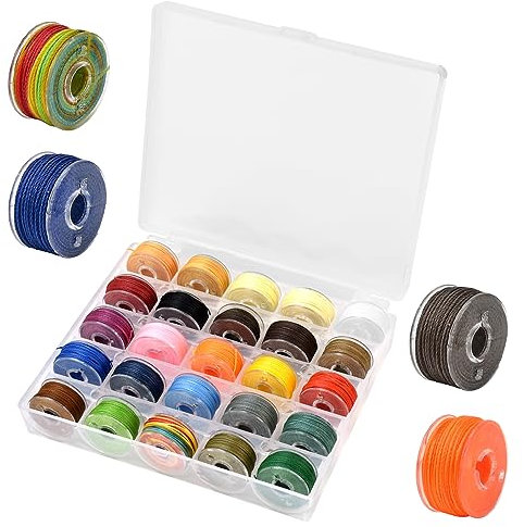 TSASWEET 25 Rotoli Filo Cerato Colorati 0,65mm x 10m Cordoncino Filo Cerato Fili Cerati per Braccialetti Cordini in Poliestere Cerato per Collane Perlin Creazioni DIY e Lavori Artigianali (25 Colori)