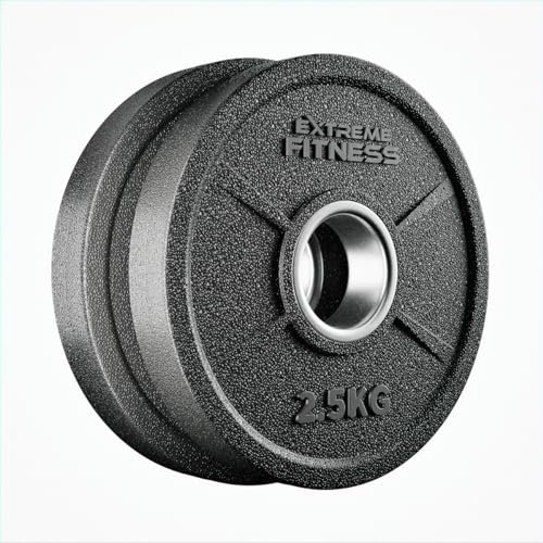 EXTREME FITNESS Rubber Olympic Weight Plate Sets 2 Barbell - Grip Handles for Strength Training and Weightlifting - 1.25 to 25kg Pairs (2.5KG x 2)