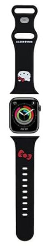 CG MOBILE Hello Kitty HKAWMSCHBLK Correa de reloj para Apple Watch 38/40/41 mm, correa negra de silicona, cabeza de gatito, Silicona