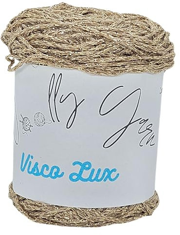 Filato in gomitolo viscosa e lurex 50 gr colori vari, filato per uncinetto brillantini oro e altri colori, filato per lavoro a maglia e hobby creativi, 190 metri, dorato e argento (Oro Medio)