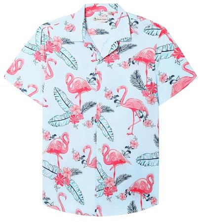 siliteelon Mens Hawaiian Shirt Cotton Regular Fit Short Sleeve No Iron Casual Beach Summer Aloha Shirt