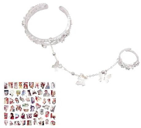XHBTS Butterfly Ring Armreif Handkette Armband Hollow Rose Open Bangle Armband Handschmuck Xie Lian Kostüm Paar Zubehör und Aufkleber