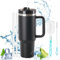 Taza De Viaje Con Asa Y Pajita,Taza Térmica Con Asa Y Pajita,Taza Térmica De Acero Iinoxidable De Doble Pared Con Pajita,Taza De Viaje Termica Con Asa (negro)