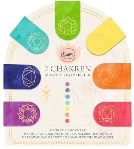 moses. Chakren-Magnetlesezeichen – 7 Magnetische Lesezeichen mit Guide zu Chakren-Bedeutung, 7er Set Bookmarks mit Golddetails
