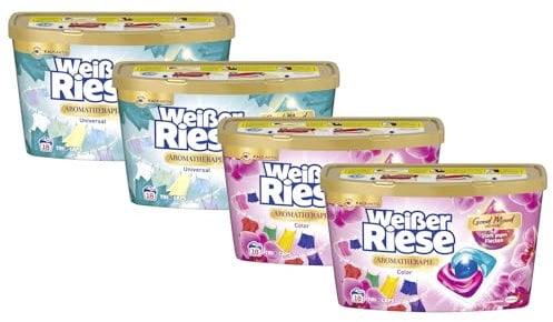 WEISSER RIESE Trio-Caps-Set 4x 18 Waschladungen (72WL) Aromatherapie 2x Color Orchidee & 2x Universal Lotus, mit Good Mood-Duft für unwiderstehlich duftende & strahlend saubere Wäsche