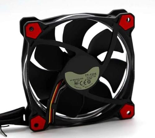 TT-1225 A1225L12S 12V 0.3A 3 Wires 3 Pins Red Led 12CM Silent Cooling Fan 120x25mm