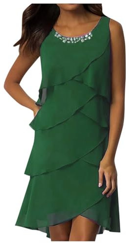 WVONIF Robe été Femme Mi Longue Femme Robe Wrap Fleurie à Col en V à Manche Courte Évasées Volants Lacer Elégant Rrapèze Longue Robe de Plage Casual Robe Annee 50 ( Verte, L