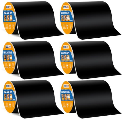 ADHES Butylband Dichtungsbänder 150mm x 15m, 6 Rollen Wetterbeständig und Wasserdicht, Deckbalkenband Dach Reparaturband, Ideal für Holzdecks, Balken, Dächer und den Außeneinsatz