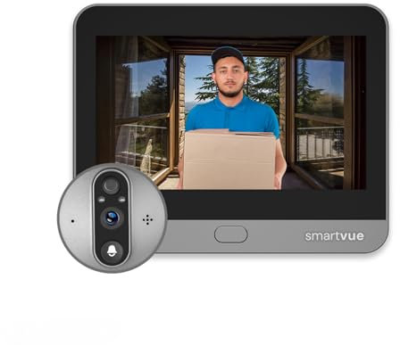 SmartVue Video-Türklingelkamera und Monitor + App | Kabellos & WLAN | Vorderseite Türklingelsystem mit Kamera | Gegensprechanlage mit 130° Weitwinkel, Bewegungserkennung, Zweiwege Audio, Nachtsicht