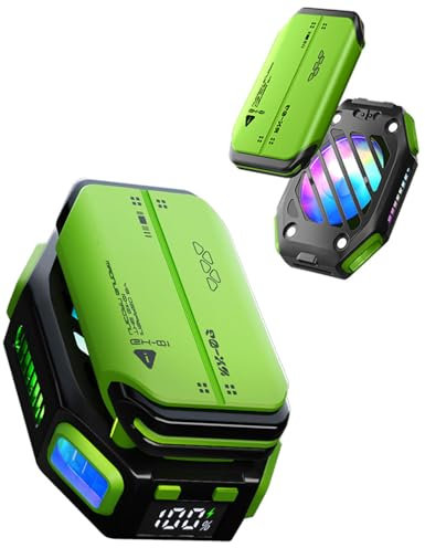 ACEDAYS Magnetic Phone Cooler with Rechargeable Battery,Phone Cooling Fan with RGB LED Semiconductor Cooling, Phone Radiator with Temperature Display for Mobile Gaming,Tiktok Live Streaming(Green)