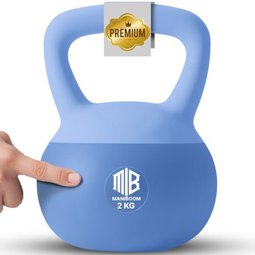 ManiBoom Kettlebell Soft PVC Kettlebell 2 kg 3 kg 4 kg 5 kg 6 kg 8 kg 10 kg 12 kg Kettlebell Kettlebell Iron Sand Filling Soundproof with Thick Non-Slip Grip – Protects the Floor