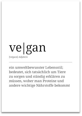 ARTFAVES® Poster Definition vegan | Worterklärung Duden Lexikon Wanddeko Wandbild Spruch als Geschenk | ohne Rahmen | 21 x 30 cm