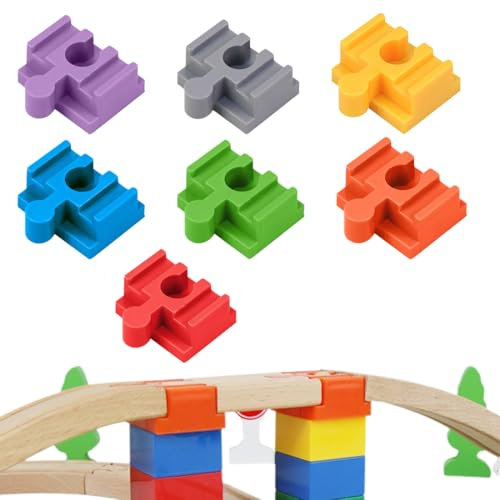 GXGM 7-Teiliges Set Track Connectors Für Brio Duplo Systemverbinder, 4 * 3.2 * 1.13Cm Kompatibler Adapter Gleisverbinder, Universell Kombiniert Beide Systeme Miteinander, Schienenverbinder(7 Farben)