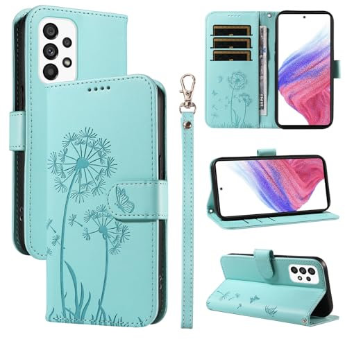 Bravoday Handyhülle für Samsung Galaxy A53 5G Hülle, Premium PU Lederhülle Klappbar Tasche Klapphülle mit Magnet Kartenfach Standfunktion Schutzhülle für Galaxy A53 5G, Grün