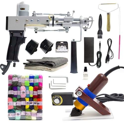 Teppich-Tufting-Pistole mit Teppich-Trimmer-Set, Elektrischer Teppich Tufting Gun, Rug Tufting Frame Tufting Kit, 2-in-1-Teppichpistole Zum Schneiden und Schlingenflor, Handstrickmaschine DIY Home