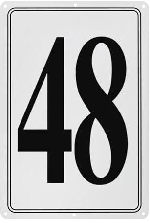 M METERXITY Aluminum Number Sign 48, 11.8 Inch House Numbers and Metal Letters, Parking Spot Letter Signs, Metal Letter Wall Decor for Garden/Door/Mailbox [Black Text On White]