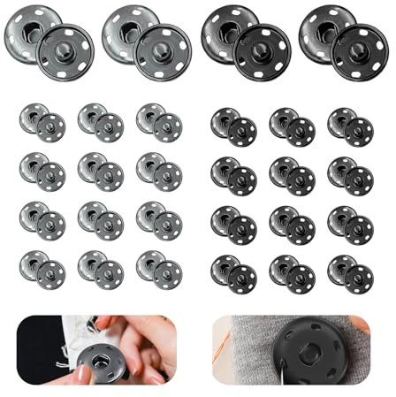 30Pcs Druckknöpfe zum Annähen Groß 25mm Druckknöpfe Groß Druckknopf Set Druckknopf Groß Druckknopf Druckknöpfe Schwarz Druckknopf für Handtaschen Kleidung Geldbörsen Hüte Handwerk DIY（Schwarz+Grau）