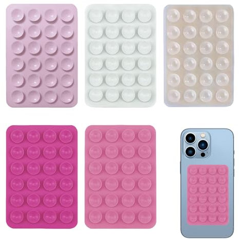 5 Pcs Phone Suction Pad,Sticky Phone Holder,Phone Sticky Pad Grip,Silicone Suction Phone Case Mount,Sticky Phone Case For Wall,Anti-Slip Suction Cup Phone Case For Selfies Videos Phone And Car Selfie
