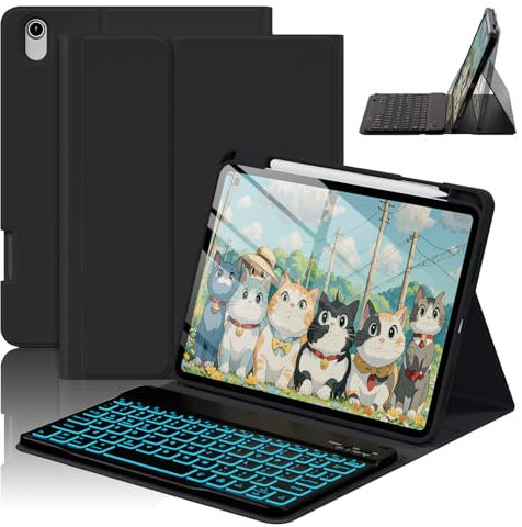 SZPSGC for iPad Air 11 Inch Case with Keyboard (M3 2025/M2 2024) Smart Folio Cover with Pencil Holder, Detachable Wireless Bluetooth iPad Keyboard Case