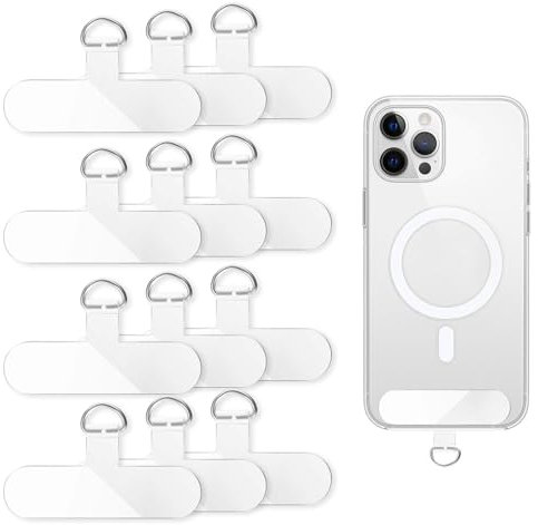 BOHUIZ 12 Stück Handykette Universal Pads, Transparent Phone Tether Tabs PVC Handy Lanyard Patch Universal Handykette Telefon Patch für Meisten Smartphones