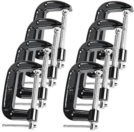 8 Pcs C Clamp 3 Inch Heavy Duty Steel C Clamp Set Cast Iron Frame Sliding T-Handle More Stability Massive for Woodworking, Welding, Building, Automotive Applications (Black)